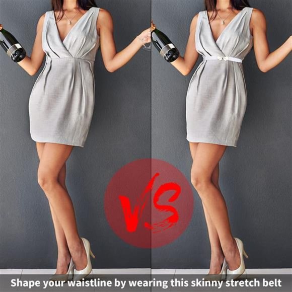 Skinny Belts for Women Dresses Waist Belt Kasiwane Retro Stretch Metal Buckle La main image 5
